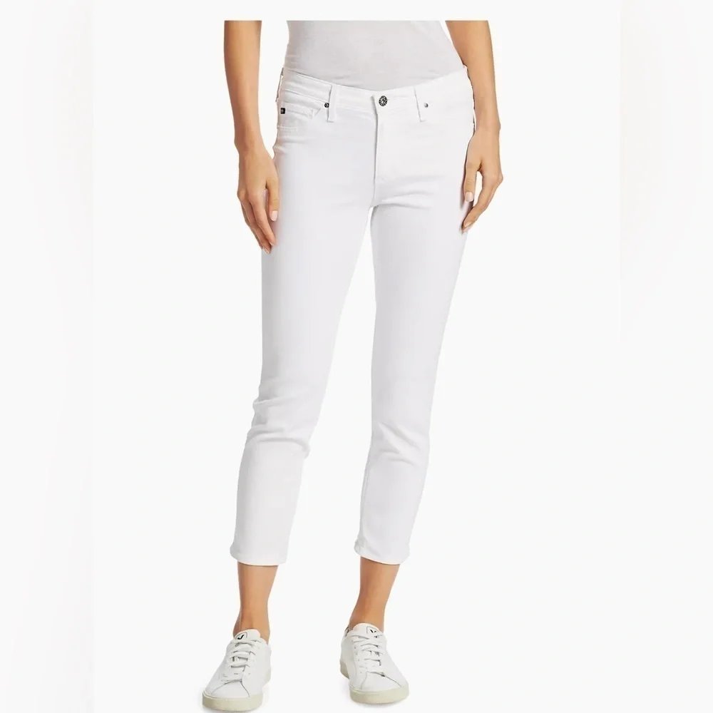 AG Jeans ‘The Stilt Crop’ White Denim Cigarette Pants - Picture 1 of 7